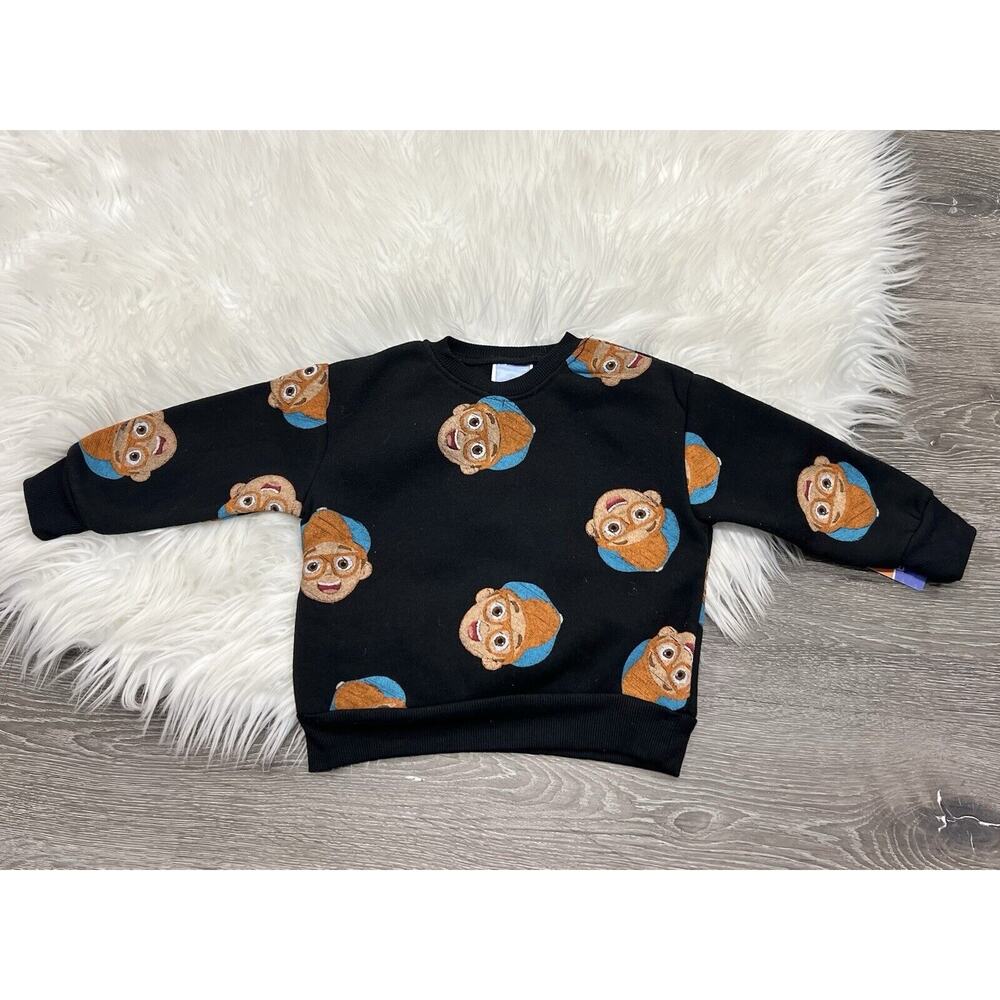 Blippi Black Fleece Pullover Sweatshirt With Blippi Faces Black 18M‎